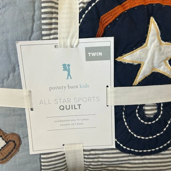 Pottery Barn All-Star Sports Quilt Bedding Set Twin Navy Sham Bundle Set - Picture 4 of 6